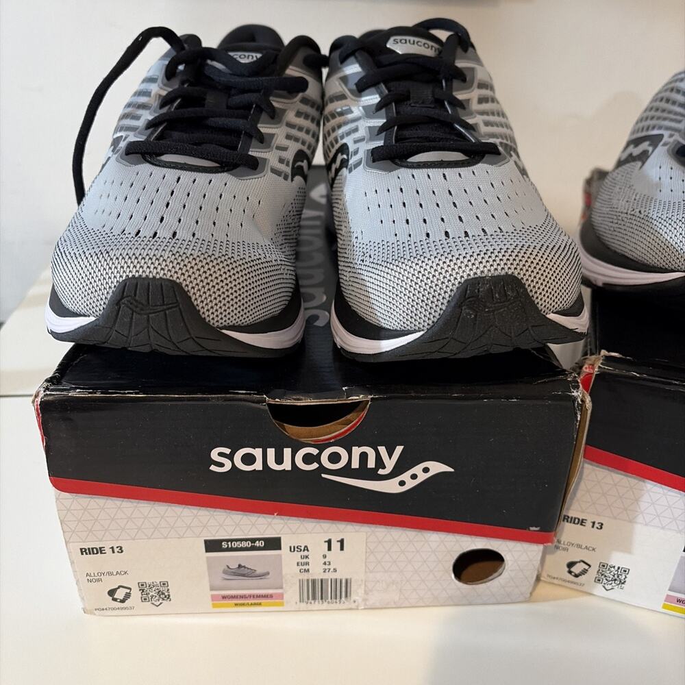 New Saucony Ride 13 Alloy Black Running Shoes Womens Sz 11W